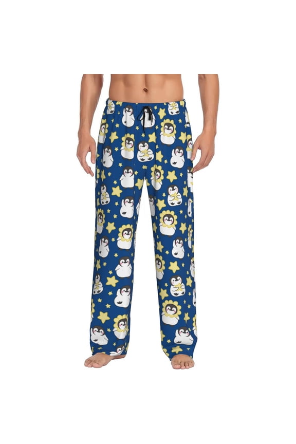 Star Penguin Print Mens Pajama Pants for Men,Mens Lounge Pants,Funny Gifts for Men,Men's Pajama Bottoms-Small