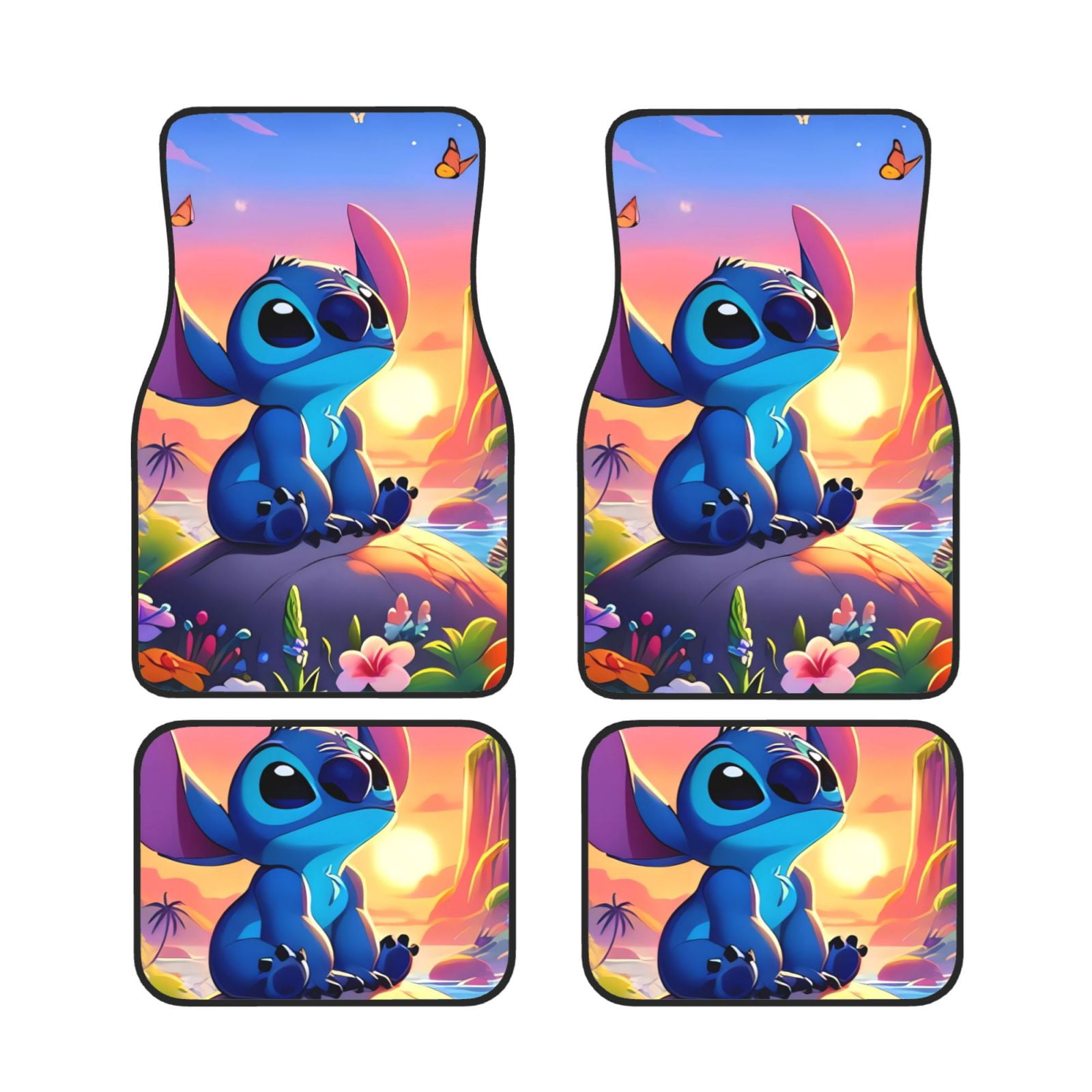 Saiise Stitch Print Car Floor Mat 4 Piece Set For Car SUV Van &amp; Truck ...