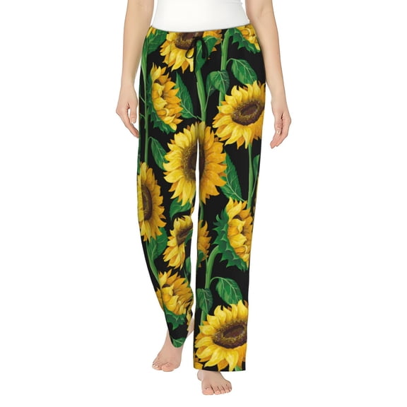 Saiise Sunflower 1 Womens Pajama Pants Stretch Comfy Lounge Pants Drawstring Sleep Bottoms with Pockets-XX-Large