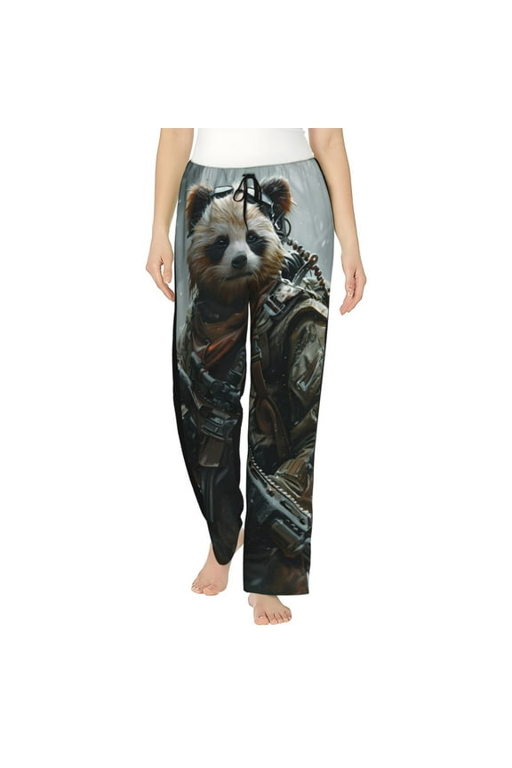Surreal Panda Warrior Womens Pajama Pants Stretch Comfy Lounge Pants Drawstring Sleep Bottoms with Pockets-Large