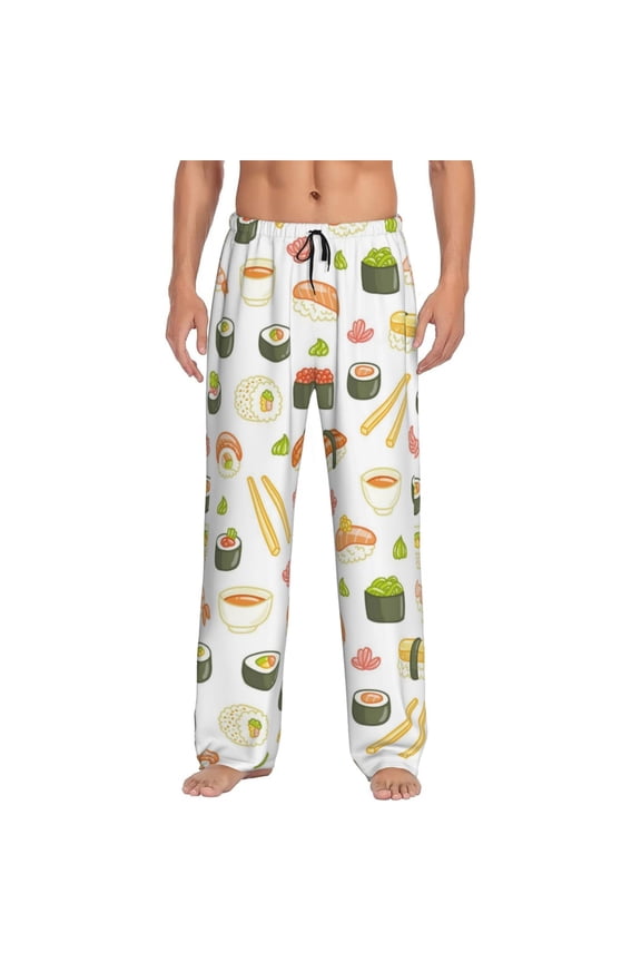 Sushi and Rolls Print Mens Pajama Pants for Men,Mens Lounge Pants,Funny Gifts for Men,Men's Pajama Bottoms-Large