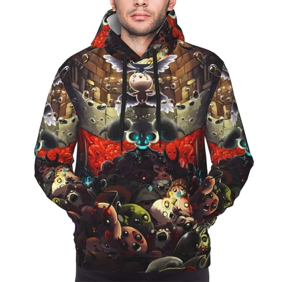 Saiise The Binding of Isaac Men's Graphic Print Long Sleeve Drawstring Hoodie Pullover Sweatshirt-X-Large