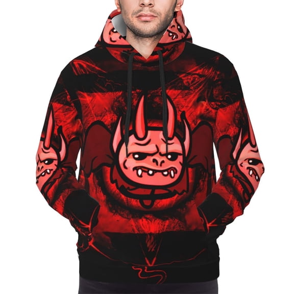 Saiise The Binding of Isaac Men's Graphic Print Long Sleeve Drawstring Hoodie Pullover Sweatshirt-X-Large