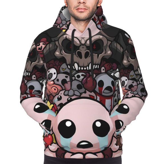 Saiise The Binding of Isaac Men's Graphic Print Long Sleeve Drawstring Hoodie Pullover Sweatshirt-X-Large