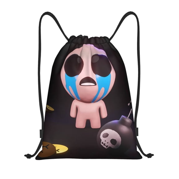 Saiise The Binding of Isaac Print Drawstring Backpack String Bag Sackpack Cinch Water Resistant for Gym Shopping Sport Yoga