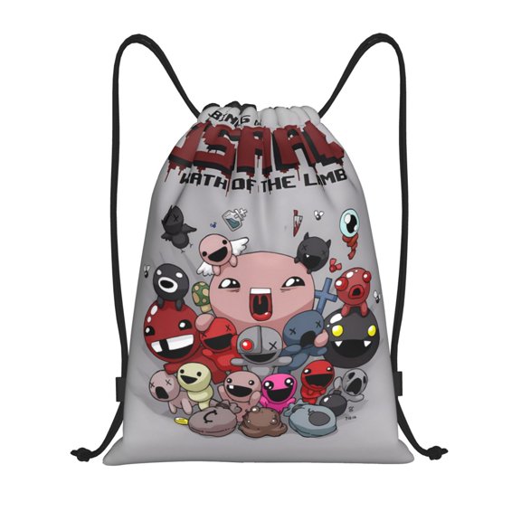 Saiise The Binding of Isaac Print Drawstring Backpack String Bag Sackpack Cinch Water Resistant for Gym Shopping Sport Yoga