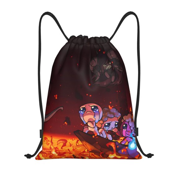 Saiise The Binding of Isaac Print Drawstring Backpack String Bag Sackpack Cinch Water Resistant for Gym Shopping Sport Yoga