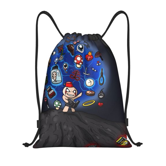 Saiise The Binding of Isaac Print Drawstring Backpack String Bag Sackpack Cinch Water Resistant for Gym Shopping Sport Yoga