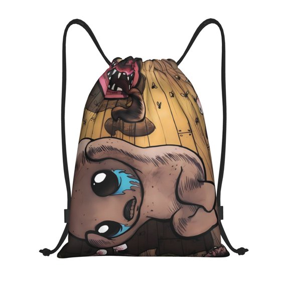 Saiise The Binding of Isaac Print Drawstring Backpack String Bag Sackpack Cinch Water Resistant for Gym Shopping Sport Yoga