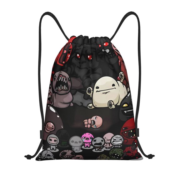 Saiise The Binding of Isaac Print Drawstring Backpack String Bag Sackpack Cinch Water Resistant for Gym Shopping Sport Yoga