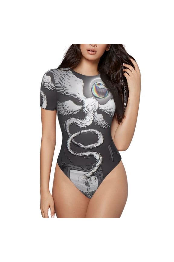 The Binding of Isaac Women's Bodysuits Crew Neck Round Neck Short Sleeves Slim Fit Casual Basic Extender Bodysuit Daily Jumpsuit T Shirts