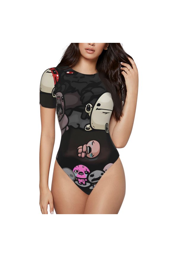 The Binding of Isaac Women's Bodysuits Crew Neck Round Neck Short Sleeves Slim Fit Casual Basic Extender Bodysuit Daily Jumpsuit T Shirts
