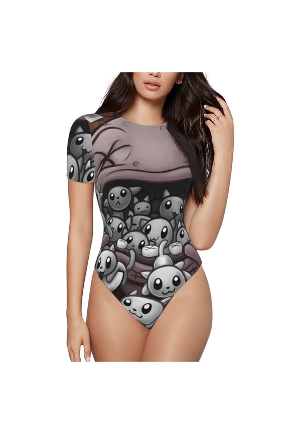 The Binding of Isaac Women's Bodysuits Crew Neck Round Neck Short Sleeves Slim Fit Casual Basic Extender Bodysuit Daily Jumpsuit T Shirts