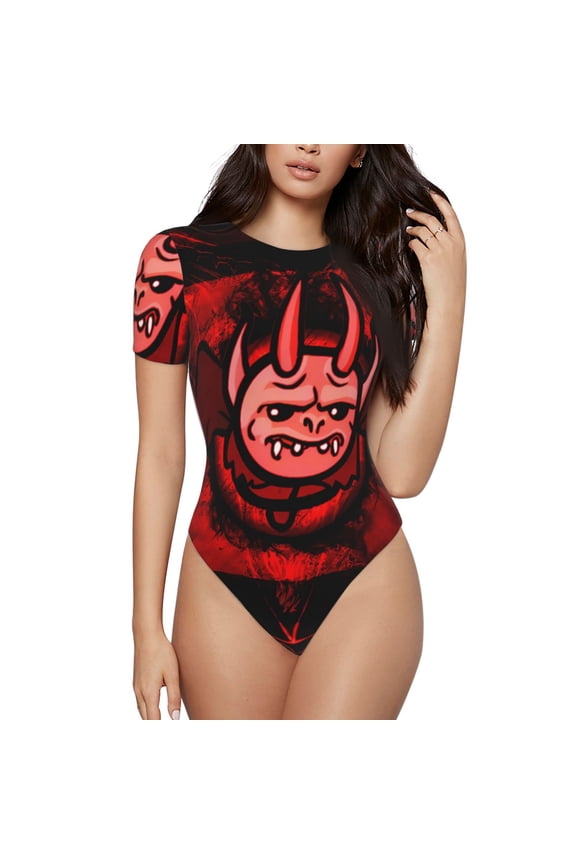 The Binding of Isaac Women's Bodysuits Crew Neck Round Neck Short Sleeves Slim Fit Casual Basic Extender Bodysuit Daily Jumpsuit T Shirts