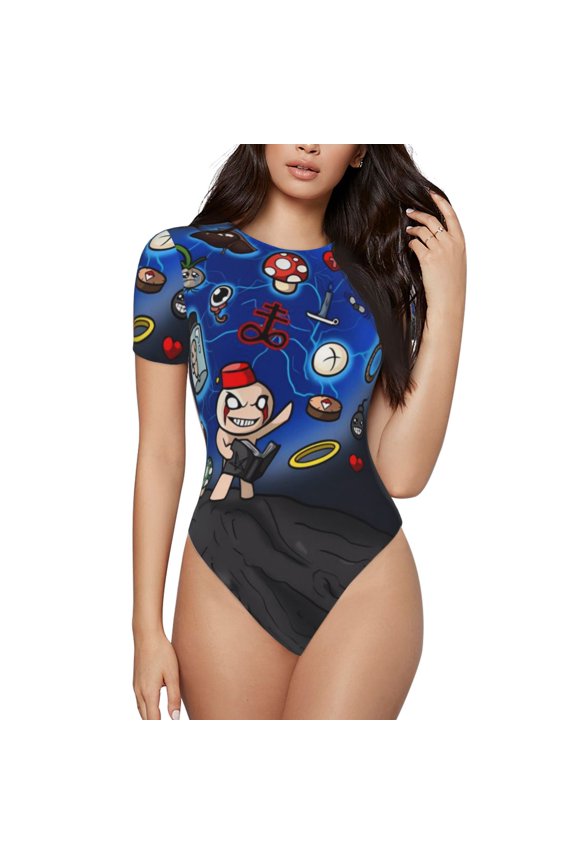 The Binding of Isaac Women's Bodysuits Crew Neck Round Neck Short Sleeves Slim Fit Casual Basic Extender Bodysuit Daily Jumpsuit T Shirts