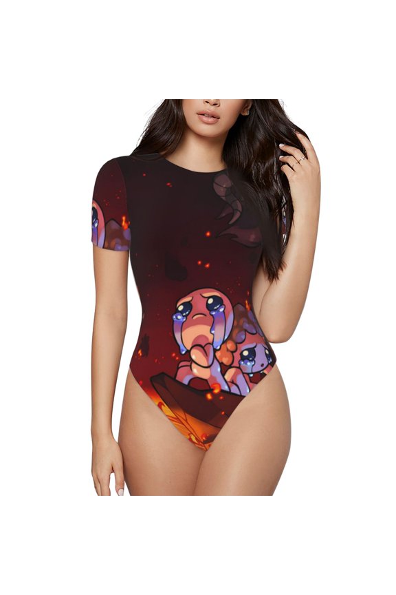 The Binding of Isaac Women's Bodysuits Crew Neck Round Neck Short Sleeves Slim Fit Casual Basic Extender Bodysuit Daily Jumpsuit T Shirts