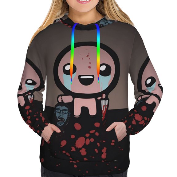 Saiise The Binding of Isaac Women's Hoodies Long Sleeve Sweatshirts Drawstring Pullover Tops with Pocket Casual Loose-Medium