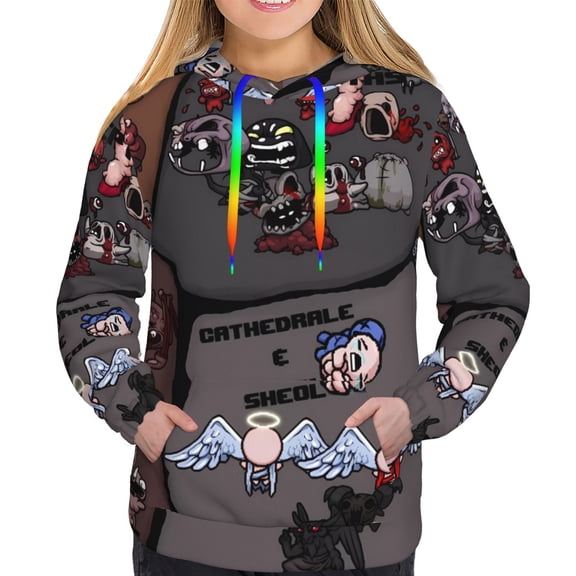 Saiise The Binding of Isaac Women's Hoodies Long Sleeve Sweatshirts Drawstring Pullover Tops with Pocket Casual Loose-