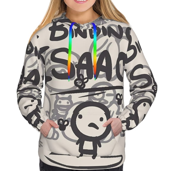 Saiise The Binding of Isaac Women's Hoodies Long Sleeve Sweatshirts Drawstring Pullover Tops with Pocket Casual Loose-X-Large