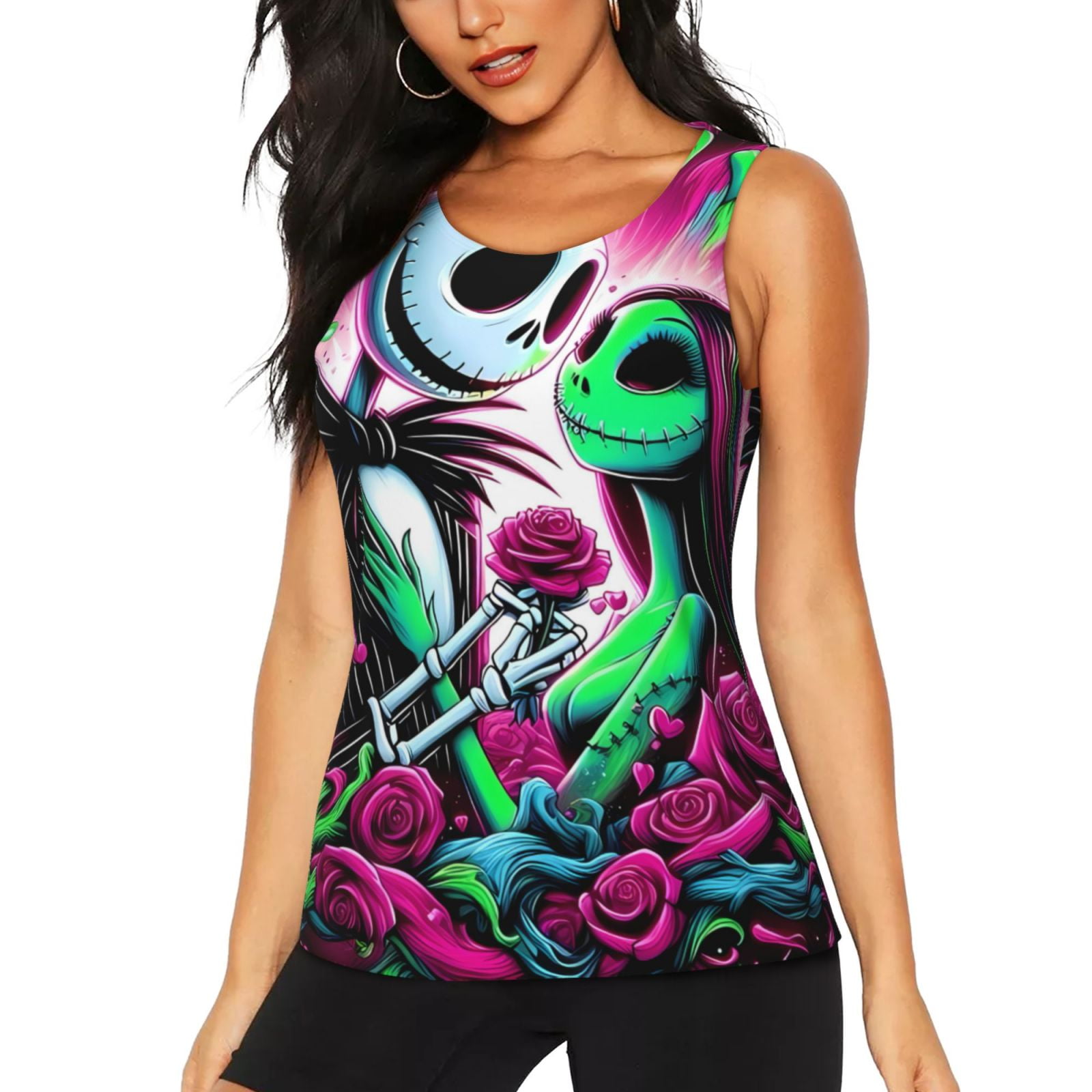 Saiise The Nightmare Before Christmas Print Workout Tank Tops for Women ...