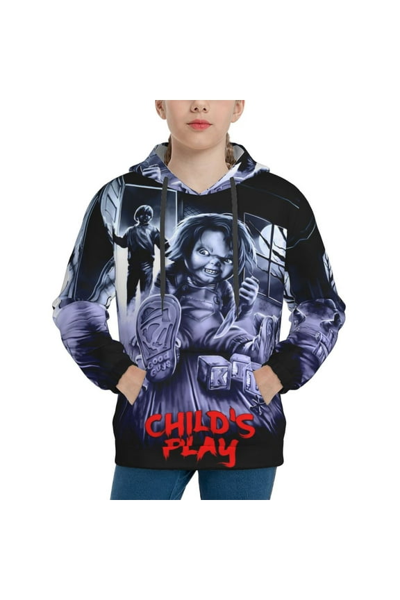 Unisex Kids Chucky Aa Sweatshirt Boys Girls Hooded Kangaroo Pocket Pullover Hoodies-Medium
