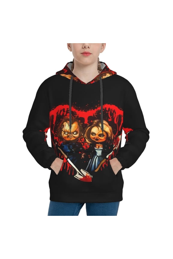 Unisex Kids Chucky Ag Sweatshirt Boys Girls Hooded Kangaroo Pocket Pullover Hoodies-Medium