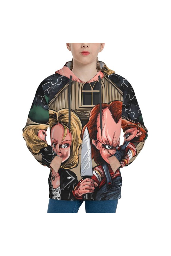 Unisex Kids Chucky Az Sweatshirt Boys Girls Hooded Kangaroo Pocket Pullover Hoodies-Large