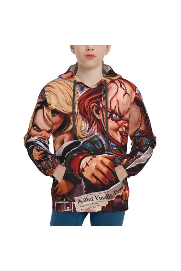 Unisex Kids Chucky Bh Sweatshirt Boys Girls Hooded Kangaroo Pocket Pullover Hoodies-Medium