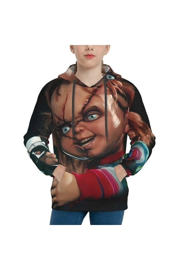 Unisex Kids Chucky Bl Sweatshirt Boys Girls Hooded Kangaroo Pocket Pullover Hoodies-Medium