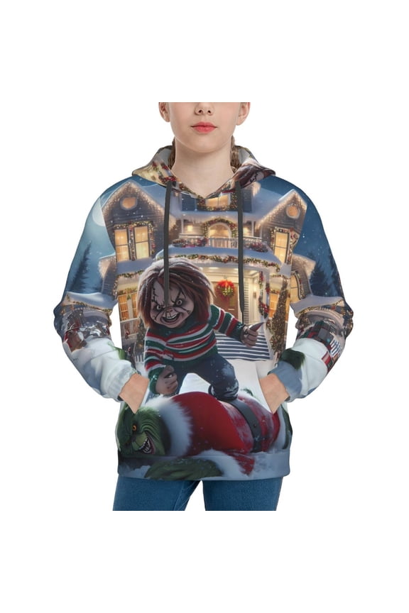 Unisex Kids Chucky Bn Sweatshirt Boys Girls Hooded Kangaroo Pocket Pullover Hoodies-Medium