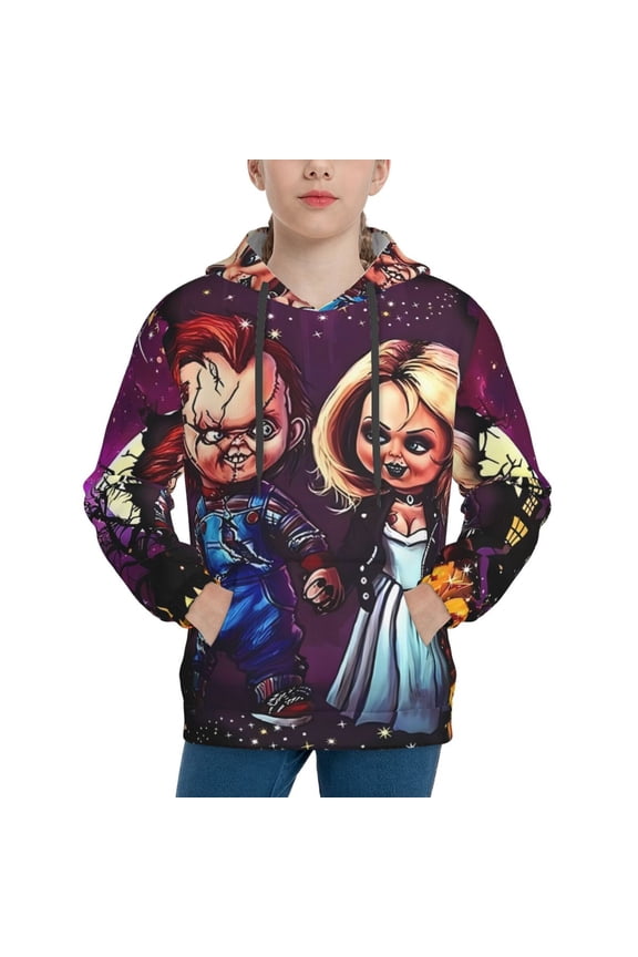 Unisex Kids Chucky I Sweatshirt Boys Girls Hooded Kangaroo Pocket Pullover Hoodies-Medium