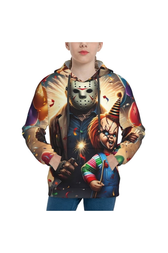 Unisex Kids Chucky R Sweatshirt Boys Girls Hooded Kangaroo Pocket Pullover Hoodies-Large