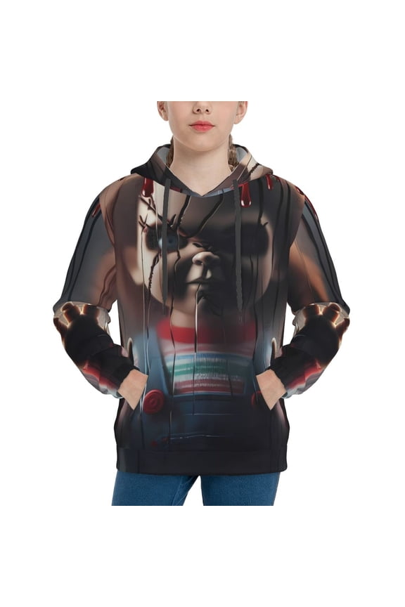 Unisex Kids Chucky Z Sweatshirt Boys Girls Hooded Kangaroo Pocket Pullover Hoodies-Small