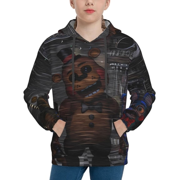 Saiise Unisex Kids Five Nights At Freddy'S Sweatshirt Boys Girls Hooded Kangaroo Pocket Pullover Hoodies-Small
