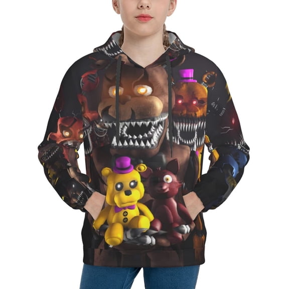 Saiise Unisex Kids Five Nights At Freddy'S Sweatshirt Boys Girls Hooded Kangaroo Pocket Pullover Hoodies-X-Large