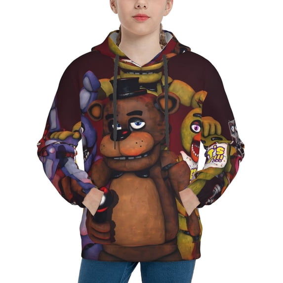 Saiise Unisex Kids Five Nights At Freddy'S Sweatshirt Boys Girls Hooded Kangaroo Pocket Pullover Hoodies-X-Large