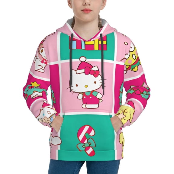 Saiise Unisex Kids Sanrio Bd Sweatshirt Boys Girls Hooded Kangaroo Pocket Pullover Hoodies-X-Large