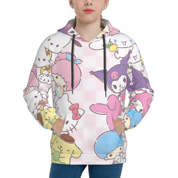 Saiise Unisex Kids Sanrio Cs Sweatshirt Boys Girls Hooded Kangaroo Pocket Pullover Hoodies-Medium