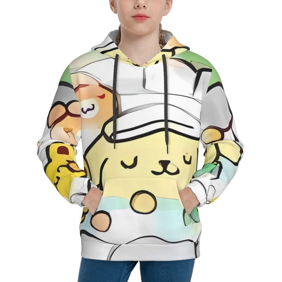 Saiise Unisex Kids Sanrio U Sweatshirt Boys Girls Hooded Kangaroo Pocket Pullover Hoodies-Large