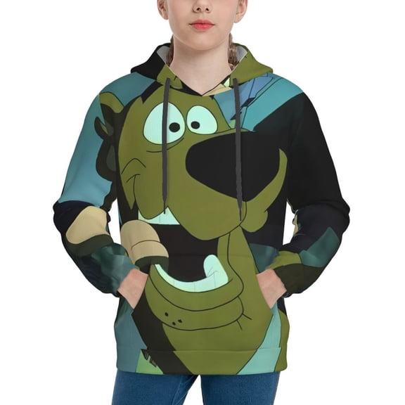 Saiise Unisex Kids Scooby-Doo Aq Sweatshirt Boys Girls Hooded Kangaroo Pocket Pullover Hoodies-X-Large