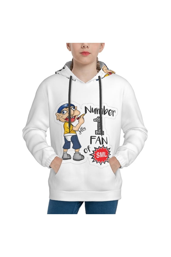 Unisex Kids Sml Jeffy Bh Sweatshirt Boys Girls Hooded Kangaroo Pocket Pullover Hoodies-Large