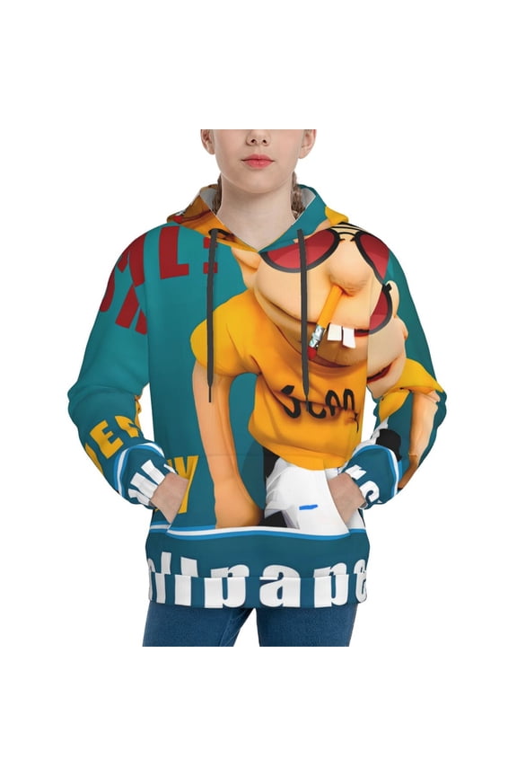 Unisex Kids Sml Jeffy Bp Sweatshirt Boys Girls Hooded Kangaroo Pocket Pullover Hoodies-Small
