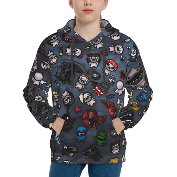 Saiise Unisex Kids The Binding of Isaac Sweatshirt Boys Girls Hooded Kangaroo Pocket Pullover Hoodies-X-Large