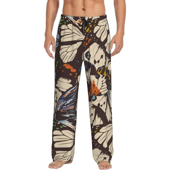 Saiise Vector Butterflies Print Mens Pajama Pants for Men,Mens Lounge Pants,Funny Gifts for Men,Men's Pajama Bottoms-X-Large