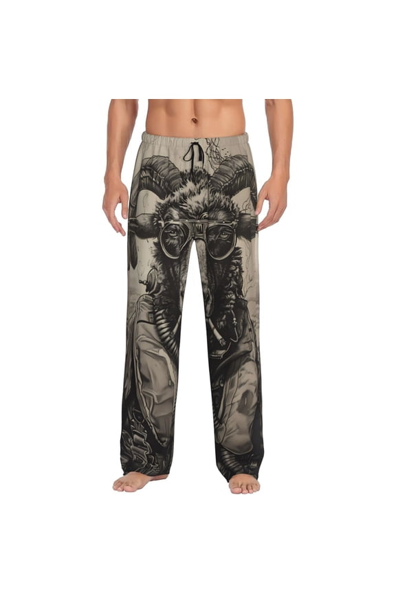 Vintage Ram Pilot Print Mens Pajama Pants for Men,Mens Lounge Pants,Funny Gifts for Men,Men's Pajama Bottoms-Small