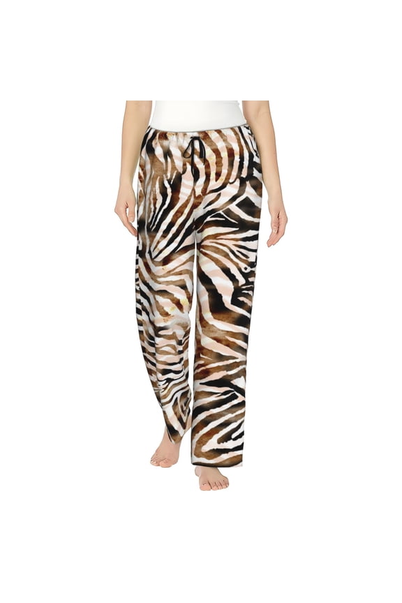 Watercolor Zebra Womens Pajama Pants Stretch Comfy Lounge Pants Drawstring Sleep Bottoms with Pockets-