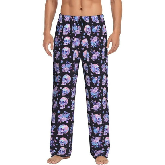 Saiise flower Skull rose Print Mens Pajama Pants for Men,Mens Lounge Pants,Funny Gifts for Men,Men's Pajama Bottoms-Small