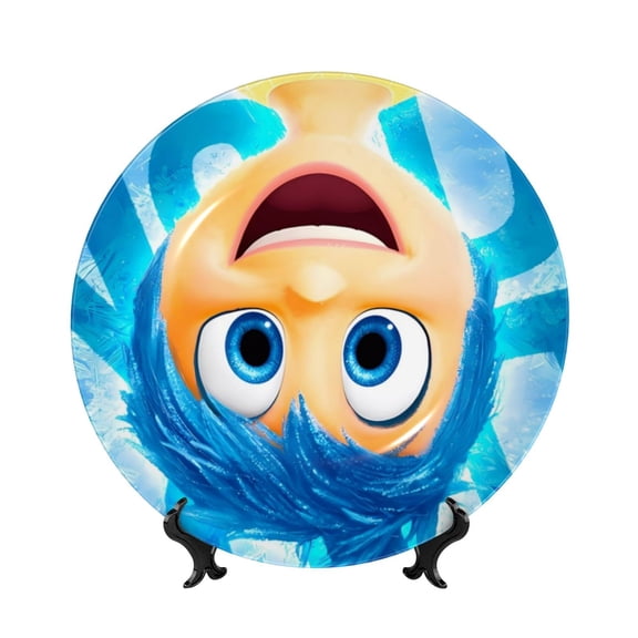 Saiise inside out 2 Print Bone China Decorative Plate Ceramic Decorative Plates with Display Stand Handmade Ceramic Wall Art Decor for Home Kitchen Bedroom Decorative-7in