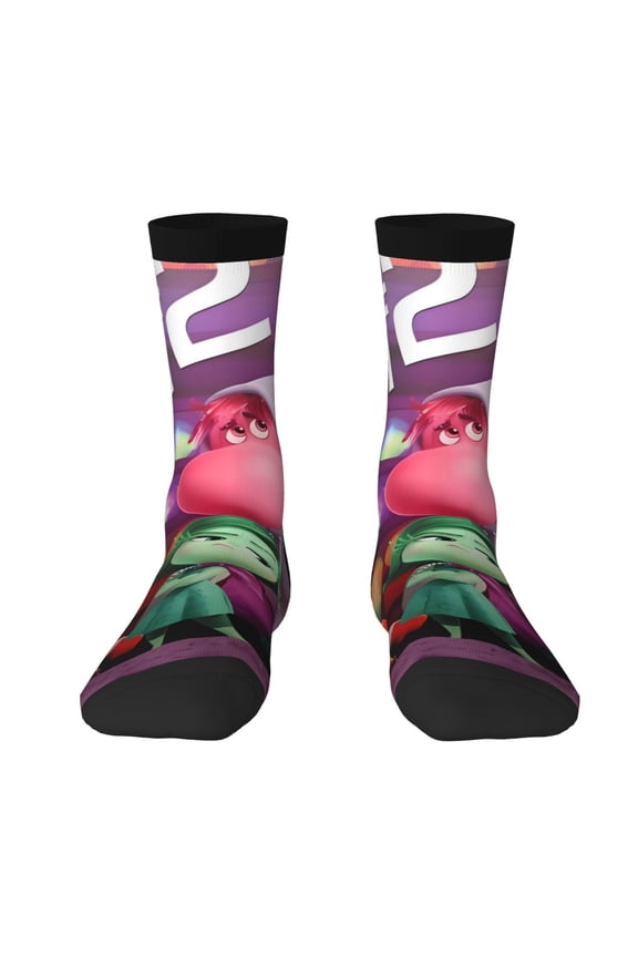 inside out 2 Funny Socks Men Women Adults Novelty Graphic Crew Tube Socks Crazy Design Casual Dress Socks for Sports,Running,Travel