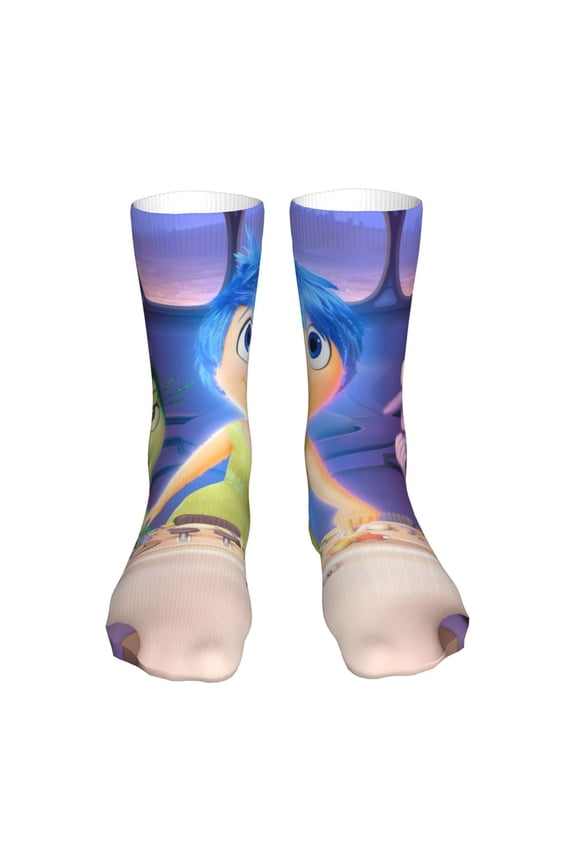 inside out 2 Funny Socks Men Women Adults Novelty Graphic Crew Tube Socks Crazy Design Casual Dress Socks for Sports,Running,Travel